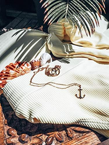 MEVECCO Gold Dainty Opal Necklace 18K Gold Plated Anchor Pendant Necklace Minimalist Handmade Bar... | Amazon (US)