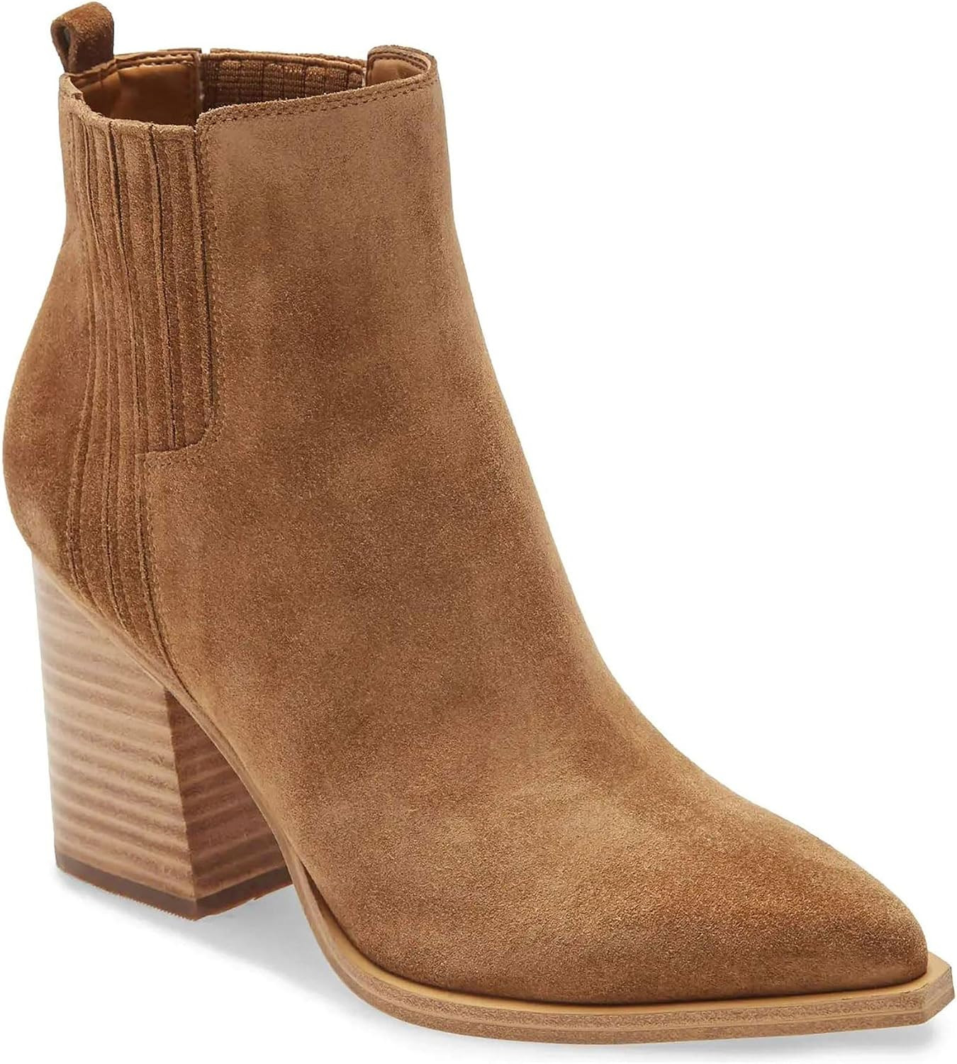 Coutgo Womens Ankle Boots Pointed Toe Chunky Heel Suede Dress Booties | Amazon (US)