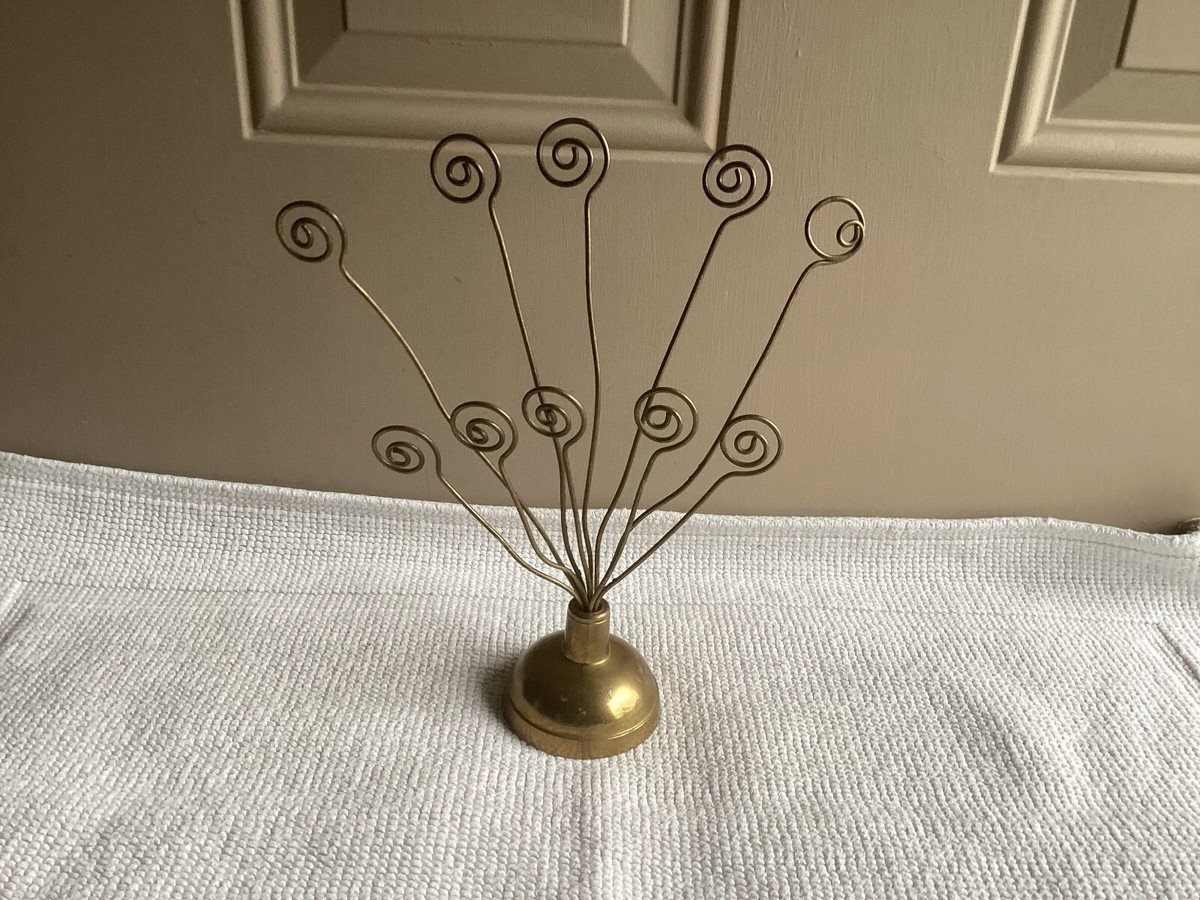 Vintage Brass Photo Wire Tree 10 Note Card Display  Holder 11" Tall | eBay US