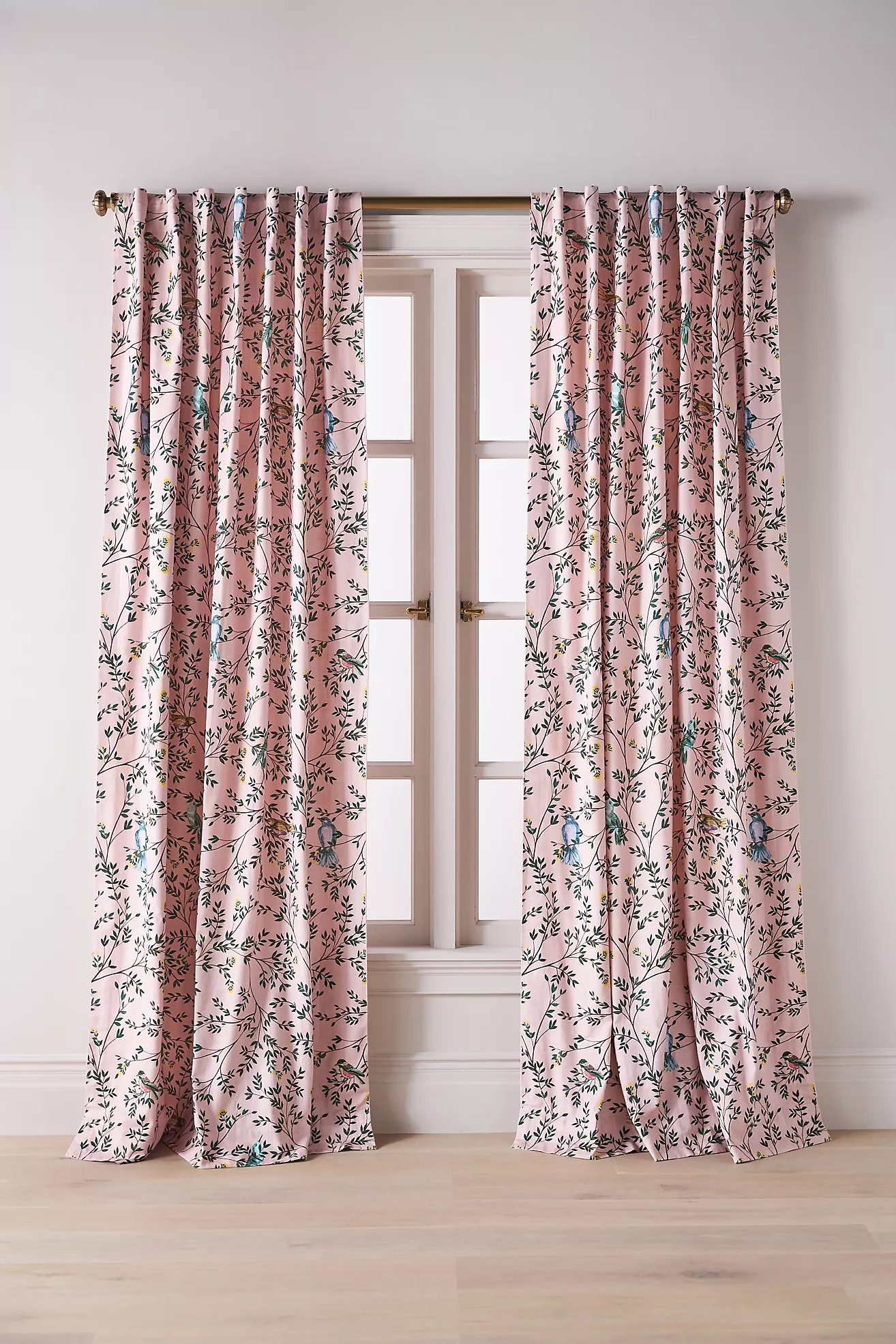 Priyanka Organic Cotton Printed Bird Curtain | Anthropologie (US)