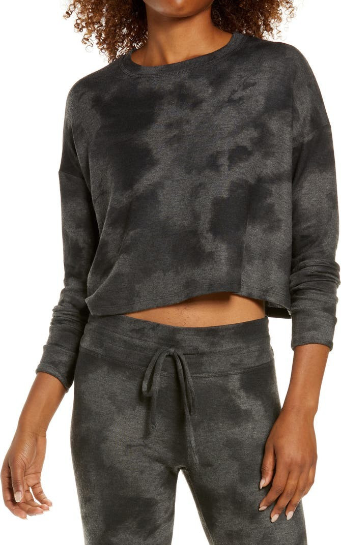 Brushed Up Print Long Sleeve Crop Top | Nordstrom