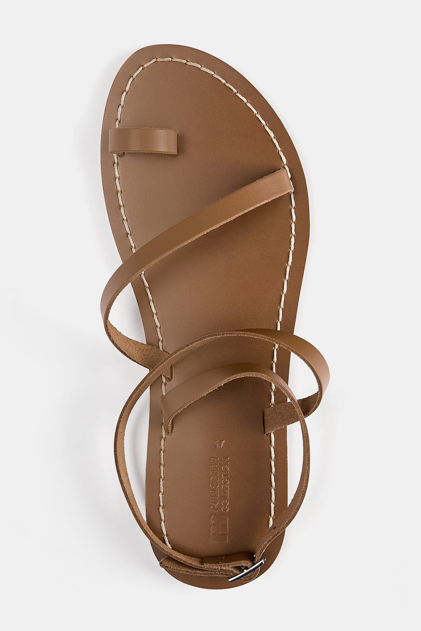 Flache Sandalen aus Leder | PULL and BEAR DE