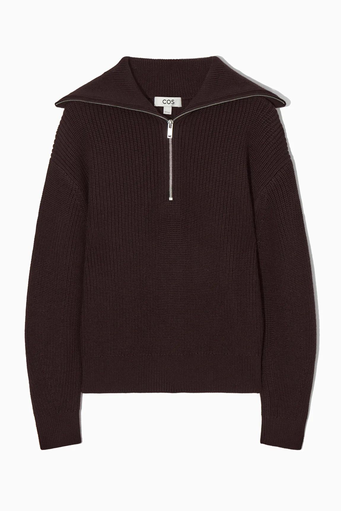 WOOL AND COTTON HALF-ZIP JUMPER | COS UK