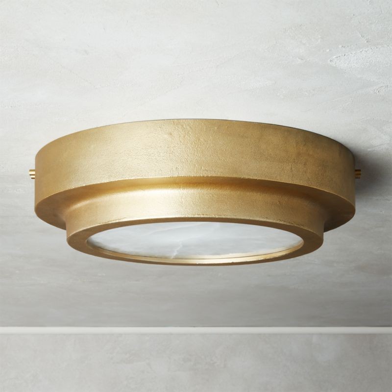 Nina Alabaster Brass Flush Mount Light Large + Reviews | CB2 | CB2