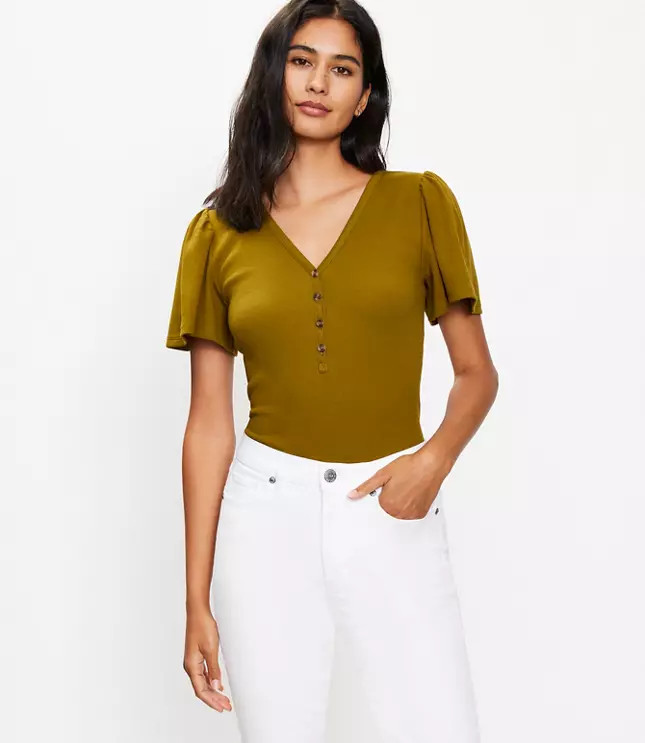 Ribbed Henley Tee | LOFT