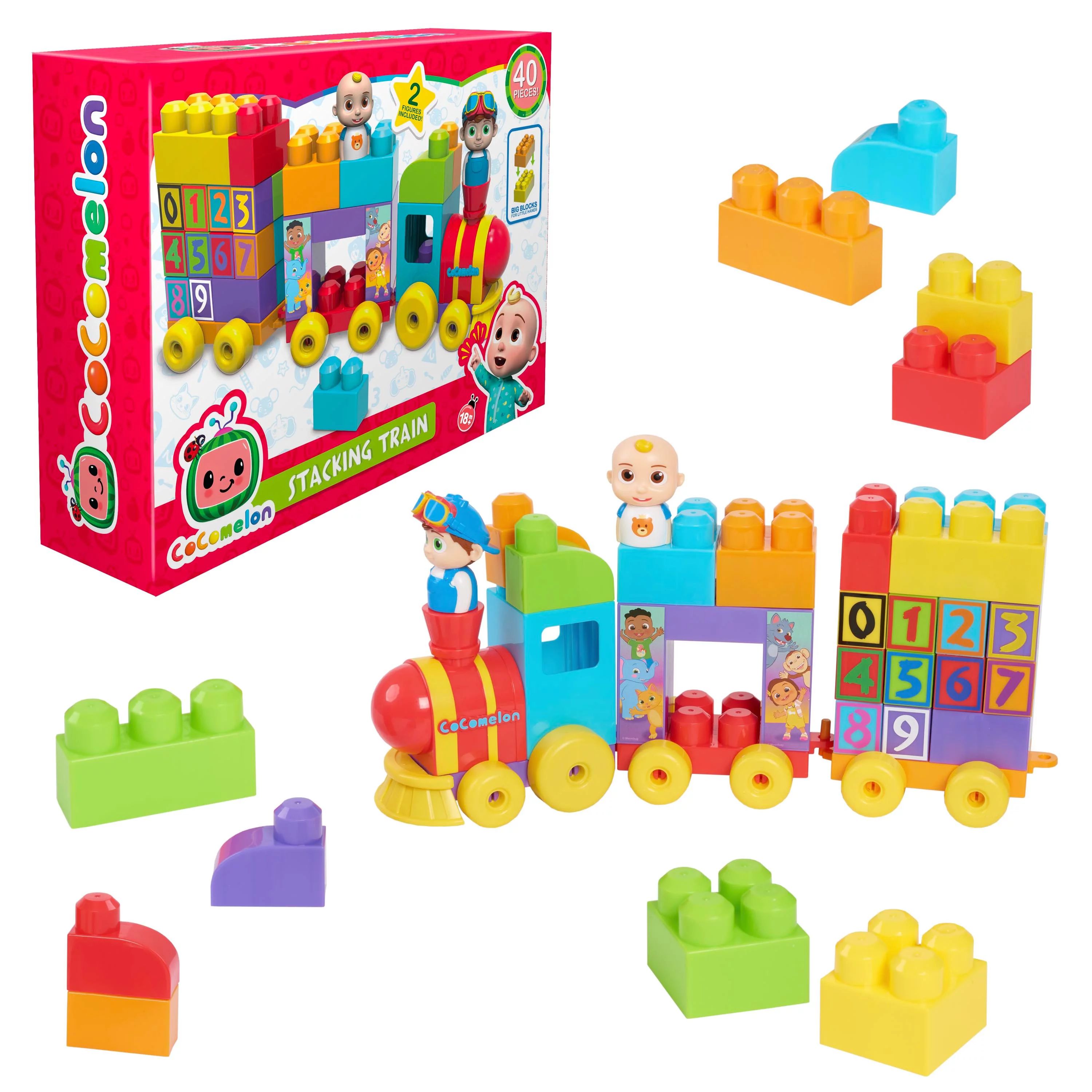Cocomelon Stacking Train, 40 Piece Large Building Block Set, Kids Toys for Ages 18 month | Walmart (US)
