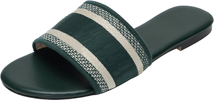 Women's Embroidered Band Sandals Open Toe Flat Sandals Summer Shoes | Amazon (US)