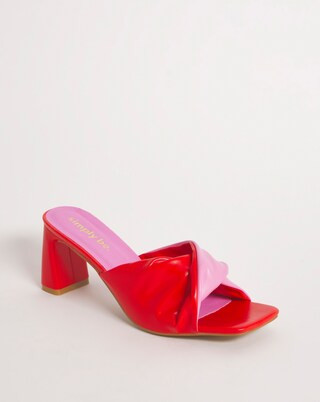 Enya Twist Heeled Mule Sandals Wide Fit | Simply Be (UK)