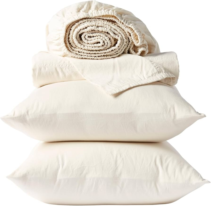 Coyuchi Classic Sateen Sheet Set Queen, Undyed, 100% GOTS Certified Organic Cotton, Silky Soft, L... | Amazon (US)
