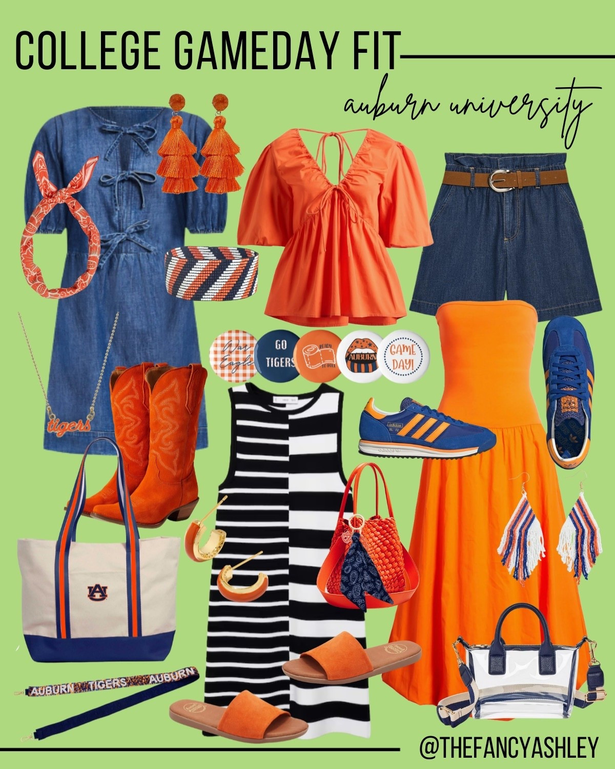 I’m serving up some major orange and navy perfection for Auburn gameday. Love the darling denim dress and orange bubble maxi. Also found the cutest sneaks, fab accessories, and all the tiger spirit you need. Perfect for cheering on your fave team! #auburn #wareagle #auburntigers #collegegamedaystyle

#LTKParties #LTKSeasonal #LTKU