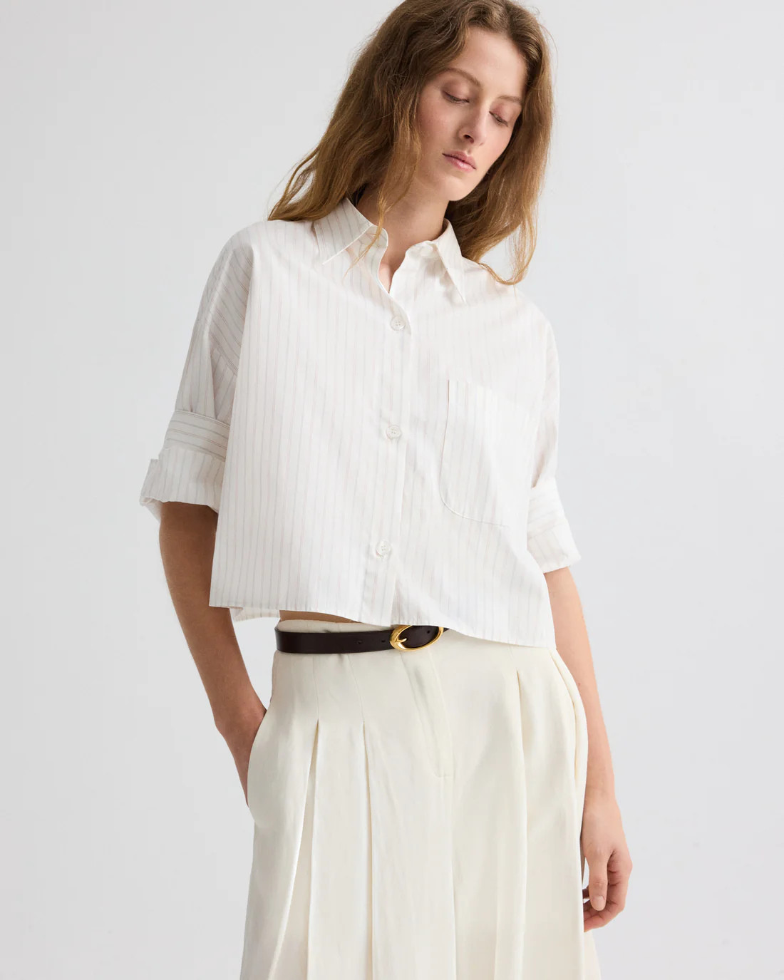 Next Ex Shirt in Mixed Pinstripe Superpop | TWP