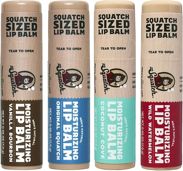 Dr. Squatch Natural Lip Balm for Men – Men’s Lip Care for Dry, Chapped Lips – Coconut Oil, ... | Amazon (US)