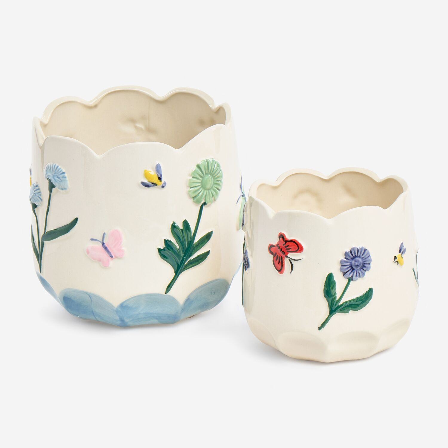 Cream Ceramic Floral Planters | TK Maxx