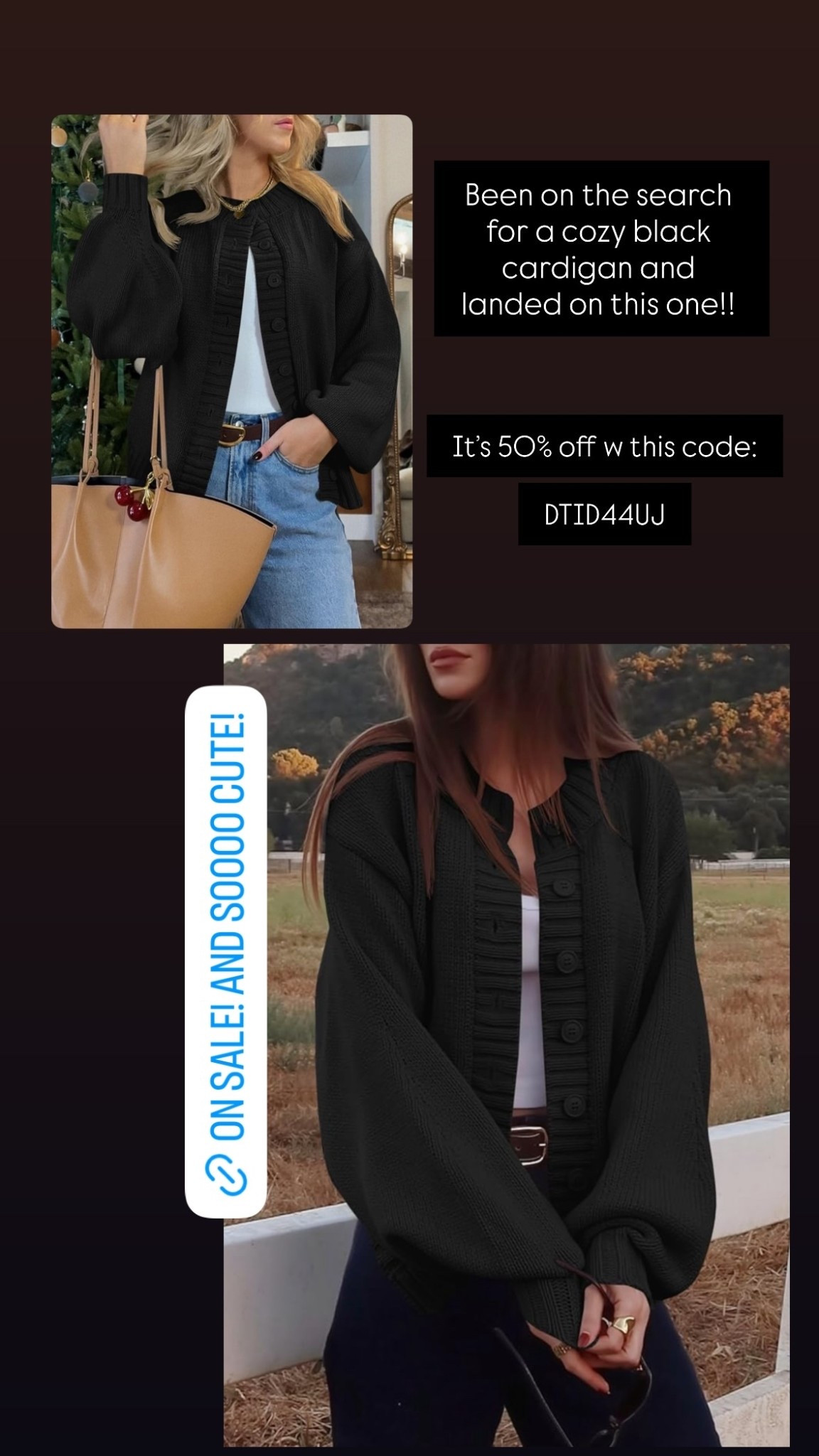 It’s 50% off w this code:

DTID44UJ Been on the search for a cozy black cardigan and landed on this one!!

#LTKootd #LTKgrwm #LTKTravel