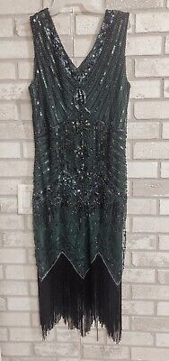 Metme Women's 1920 Flapper Dress Sequins Fringed Sleeveless Gatsby Green Size M | eBay US