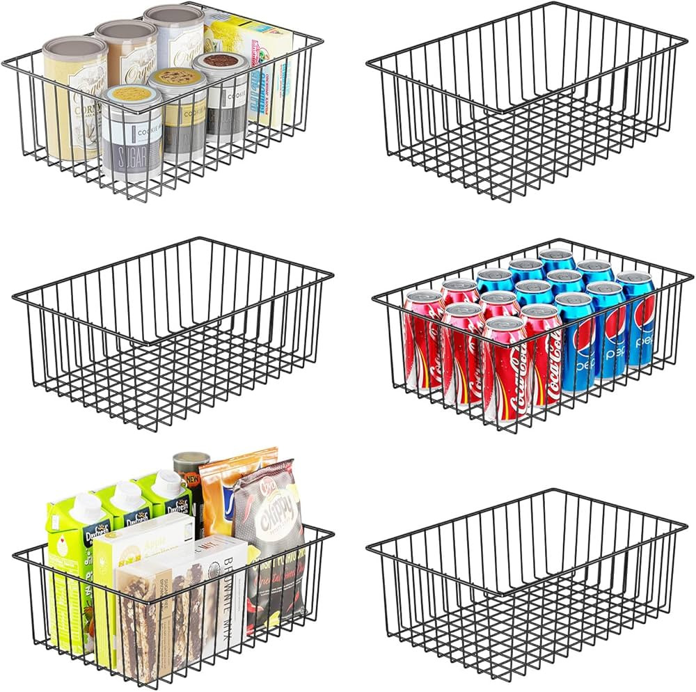 Simple Trending 6 Pack Large Wire Baskets for Organization, Metal Pantry Storage Baskets for Cabi... | Amazon (US)