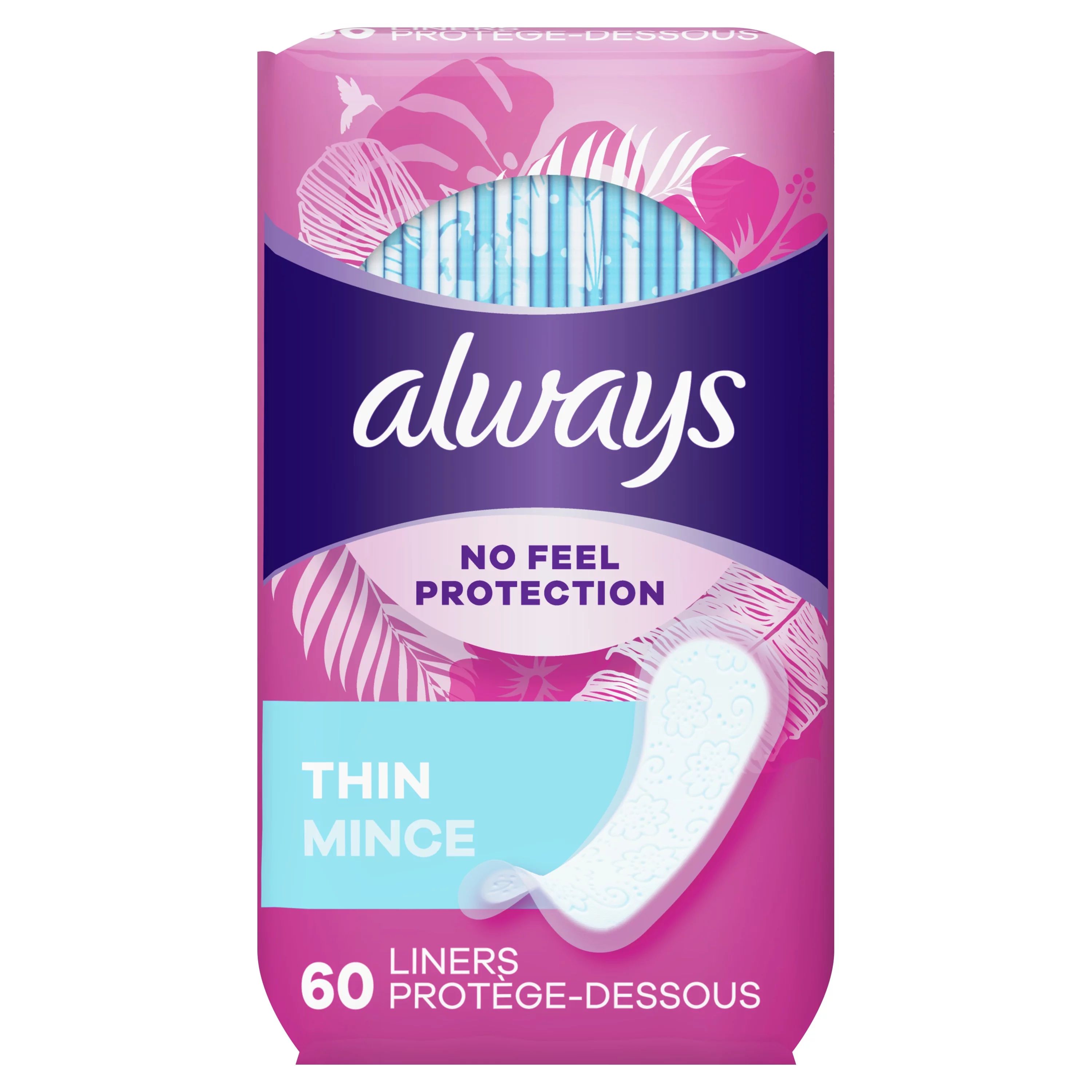 Always Thin Daily Liners Regular Unscented Wrapped, 60 Count | Walmart (US)