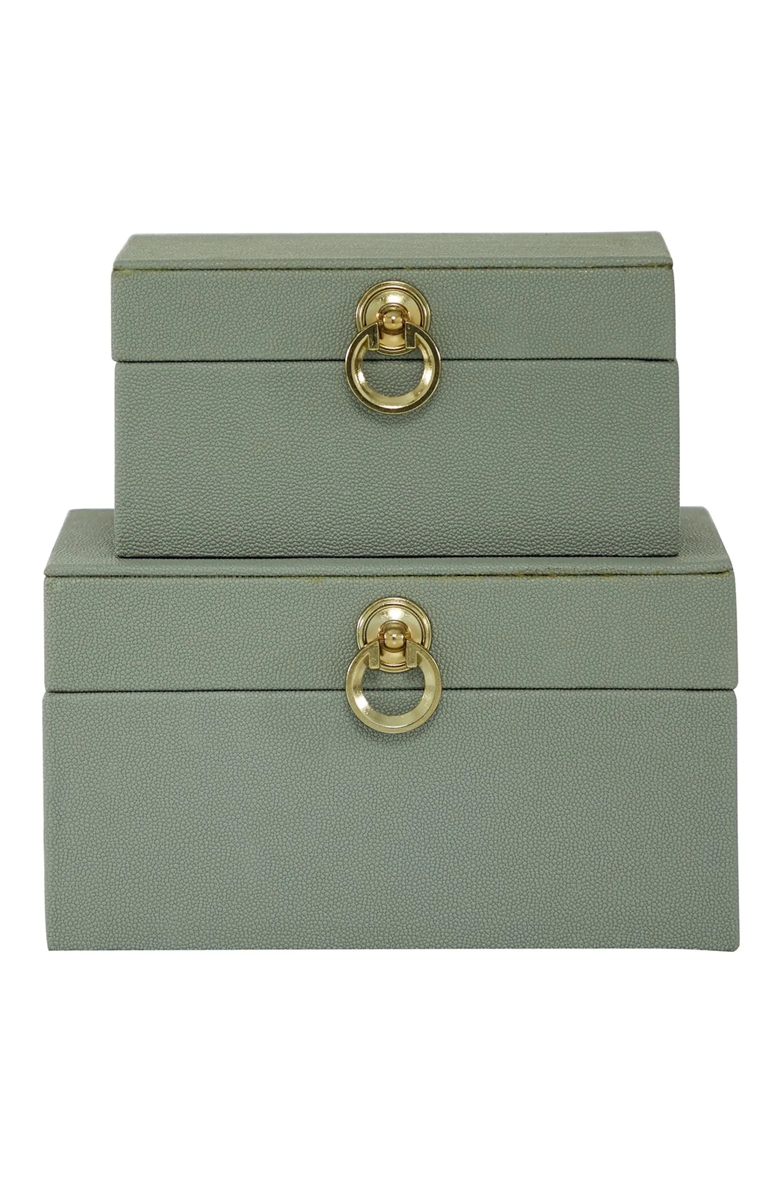Gray Faux Leather Box with Hinged Lid - Set of 2 | Nordstrom Rack