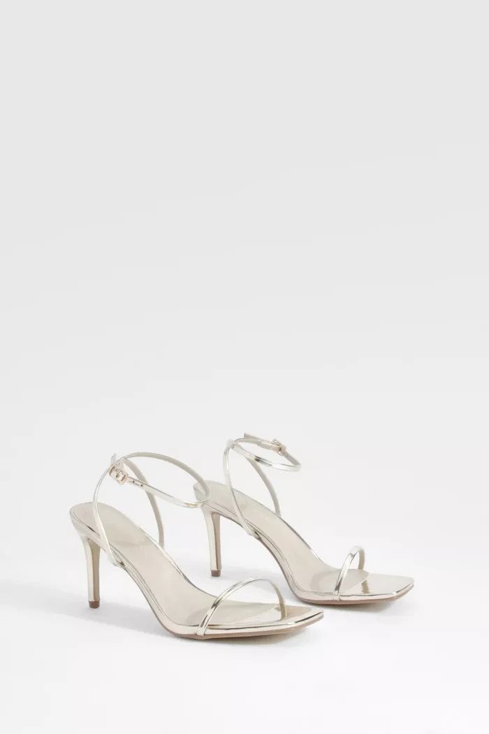 Metallic Barely There Low Stiletto Heel | boohoo (US & Canada)