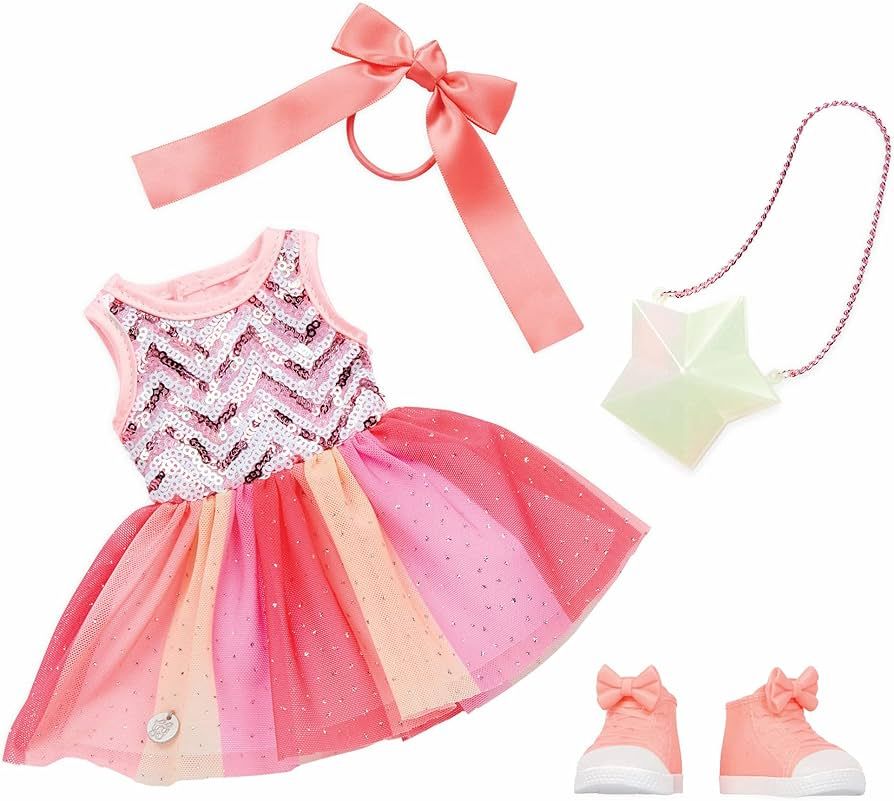 Glitter Girls – 14-Inch Doll Clothes – Sequined Party Dress – Pink High-Tops & Star Purse ... | Amazon (US)