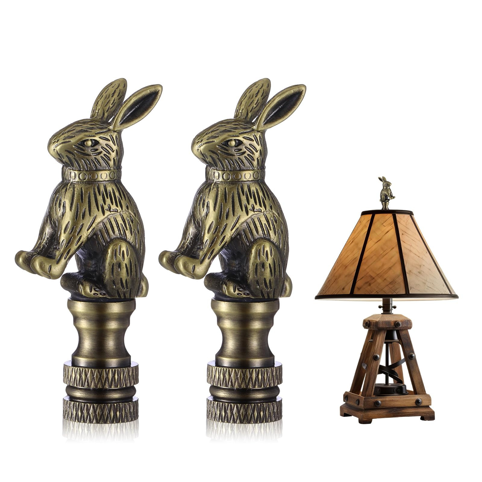 Chunful 2 Pack Rabbit Lamp Finials Decorative, Bunny Shade Antique Finial Lamp Toppers Screw Cap ... | Amazon (US)