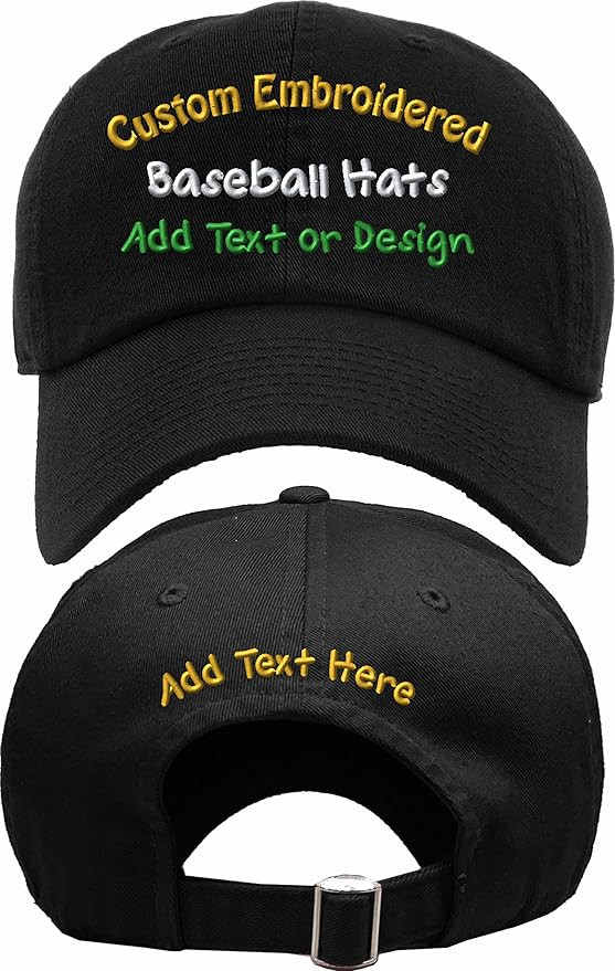 Custom Embroidered Baseball Hats Add Text or Design Front & Back Design Your Own Cap | Amazon (US)