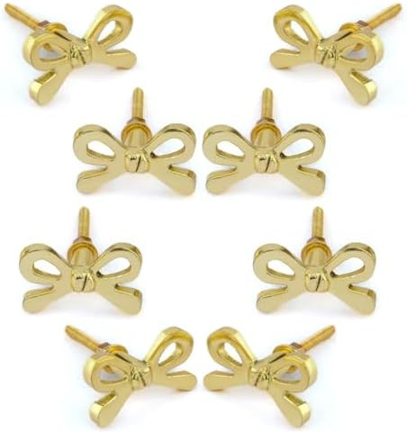 Perilla Home Set of 8 Brass Bow Knobs for Cabinet & Drawers Decorative Bow Knobs for Home Kitchen... | Amazon (US)