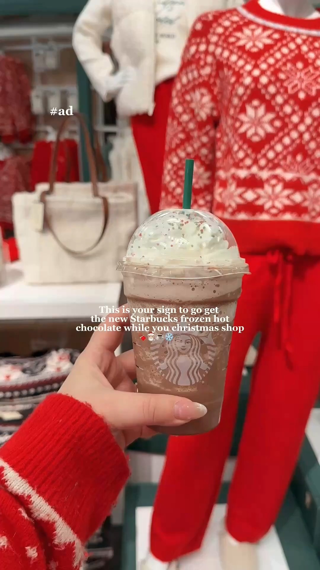 #ad This is your sign to go get the new limited-edition @starbucks Frozen Peppermint Hot Chocolate while you shop @target ! 🍫❤️ The drink is available exclusively at Starbucks in Target and is sooo festive and yummy! Shop some of my Starbucks Cafe favs 🎅🏼🫶🏻 #ad #starbuckscreator #targetpartner #Target
