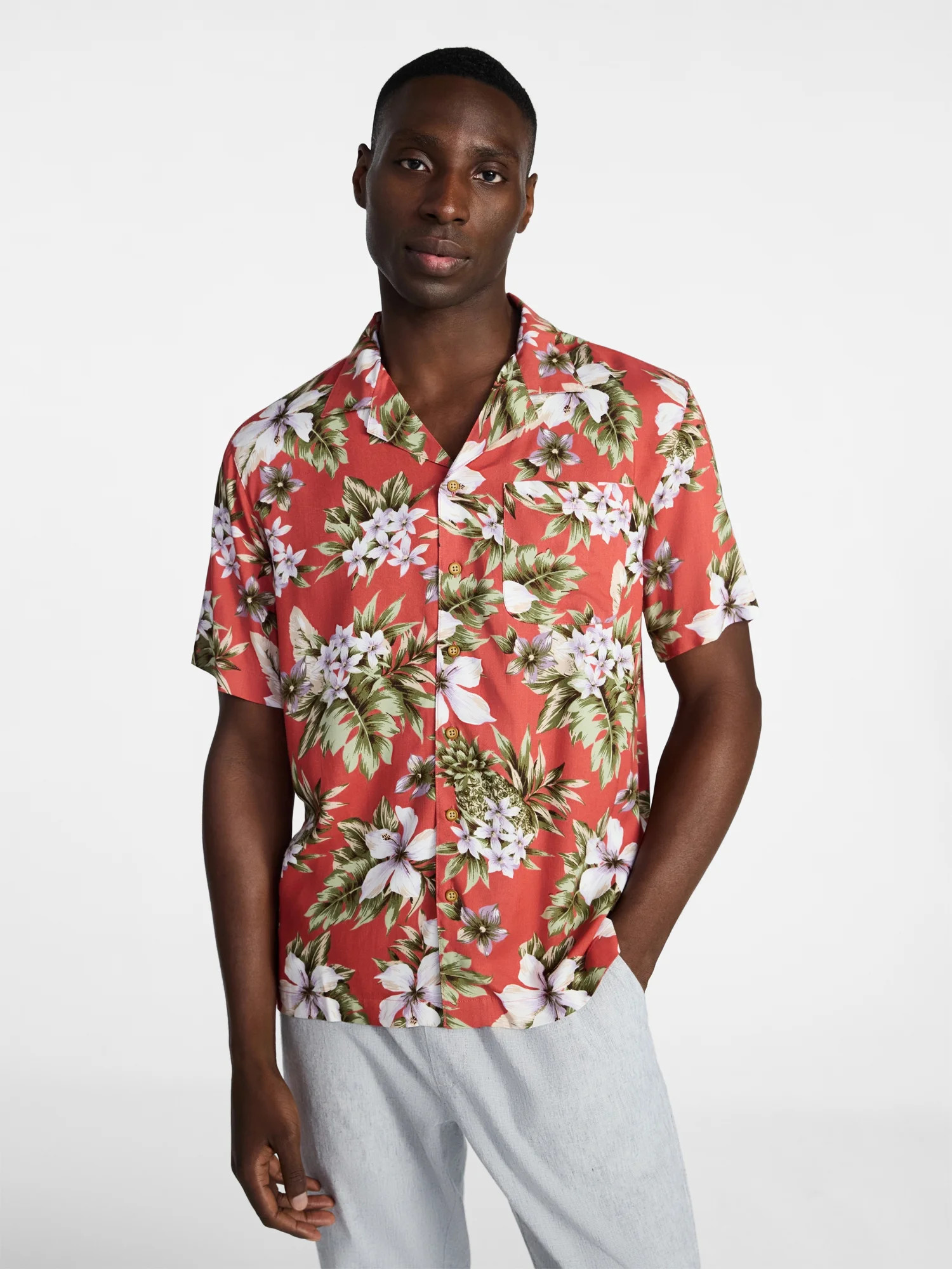 George Men's Printed Camp Shirt with Short Sleeves, Sizes S-3XLT | Walmart (US)