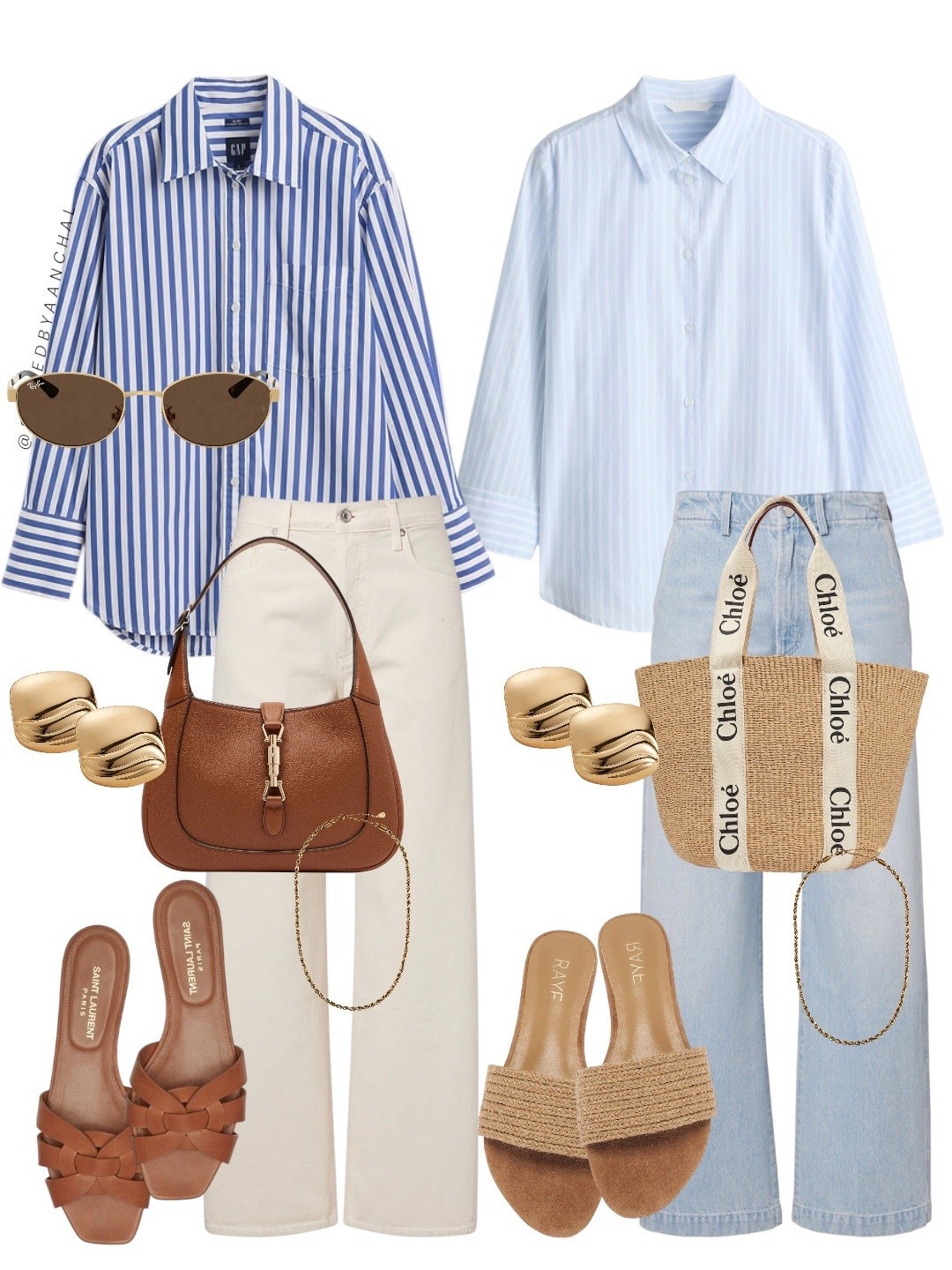 Blue striped shirt, two outfits 💙✨

Look 1: White jeans + tan accessories for a polished, elevated feel.
Look 2: Light wash denim + raffia textures for an effortless summer look.

Save • Share • Style

#LTKstyletip #LTKsummer #LTKjeans