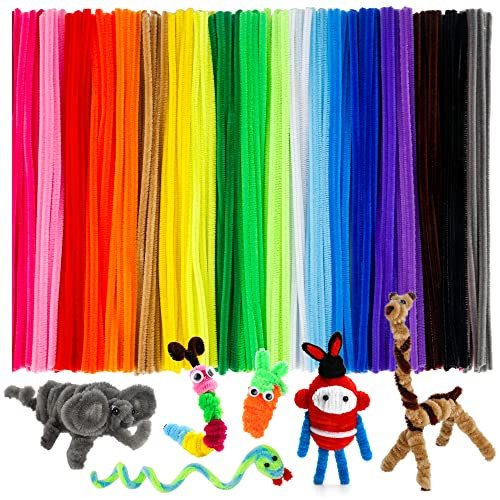 Caydo 200 PCS Thick Pipe Cleaners Craft Supplies Multi-Color Chenille Stems for Art and Craft Projects Creative DIY Decorations (12inch x 6mm) | Amazon (US)
