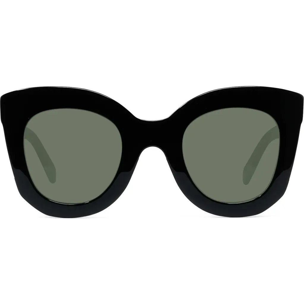 CELINE Special Fit 49mm Small Cat Eye Sunglasses in Black/Green at Nordstrom Rack | Nordstrom Rack