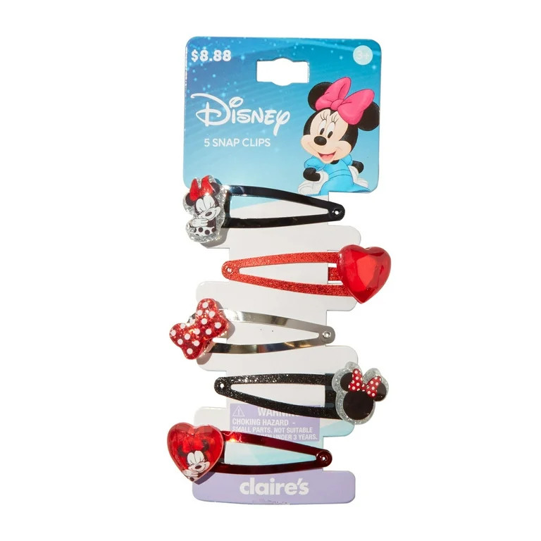 Claire's Disney Minnie Mouse Hair Clips with Charms, 5-Pack | Walmart (US)
