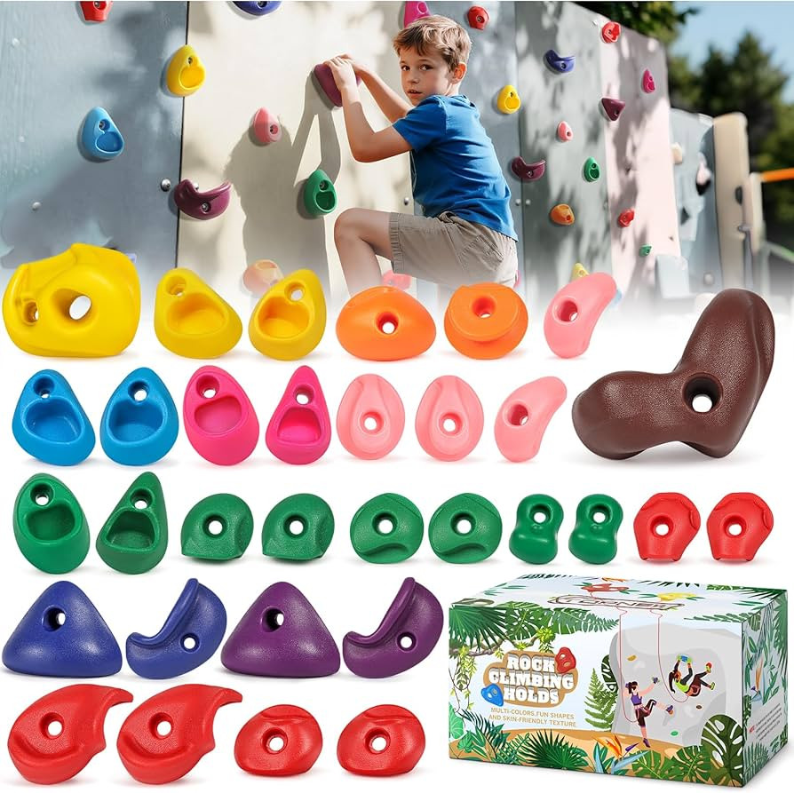 TOPNEW 32 Rock Climbing Holds Multi Size for Kids, Adult Rock Wall Holds Climbing Rock Wall Grips... | Amazon (US)