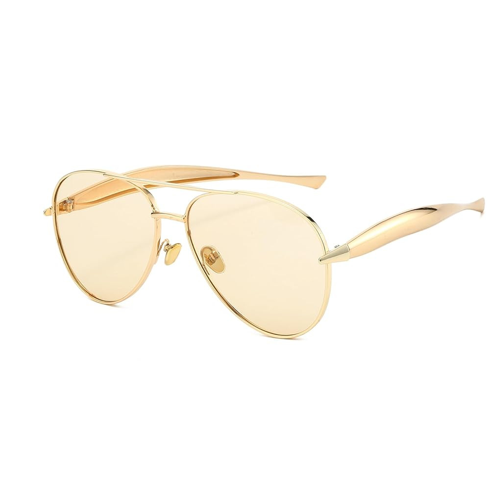 Retro Gold Aviator Sunglasses for Women Men Trendy Oversized 70s Aviators Sun Glasses Metal Vinta... | Amazon (US)
