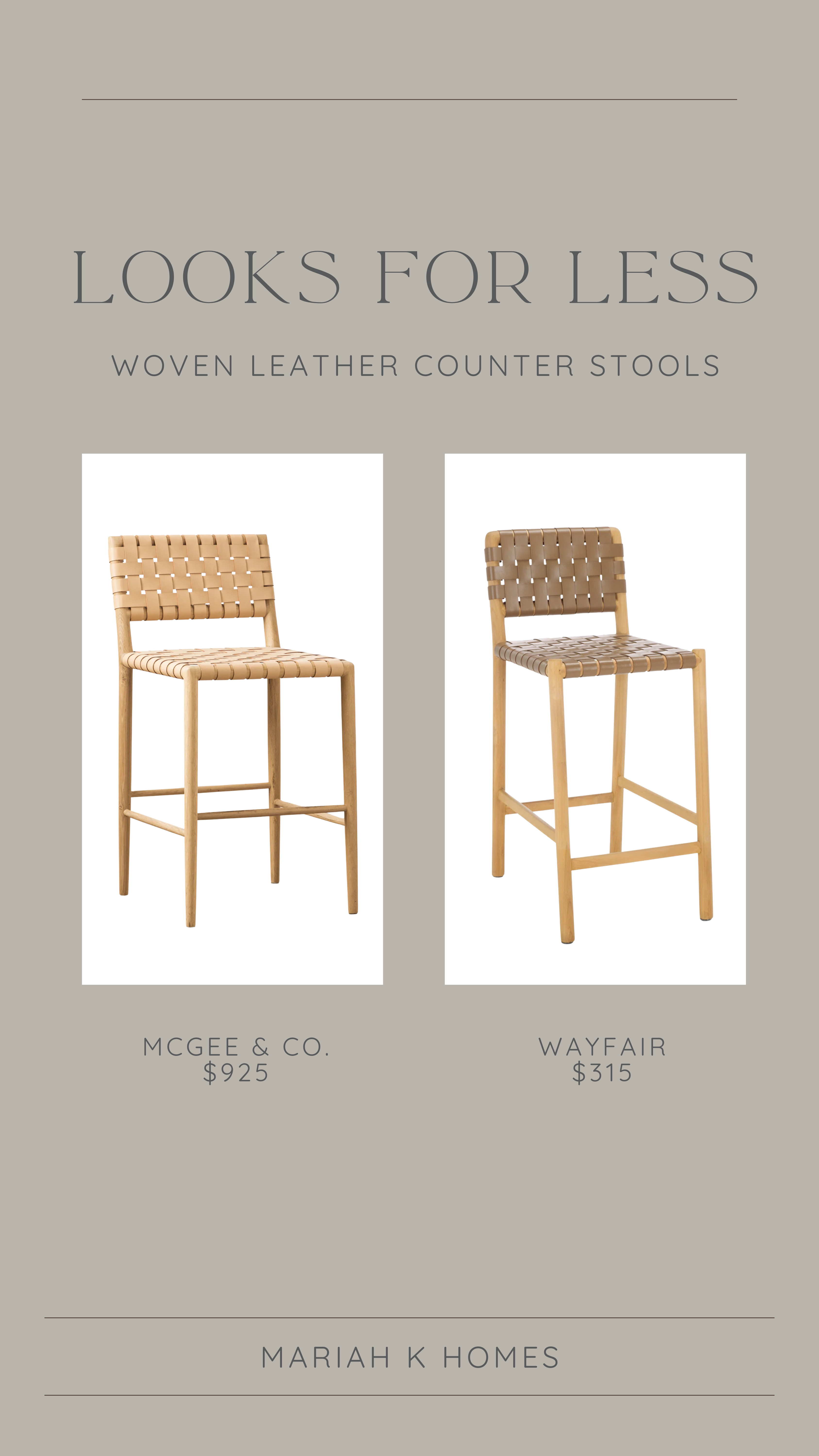 Counter stools are one of the easiest places to cut costs without sacrificing style. This option delivers the same woven leather and light wood look as higher-end designs for a fraction of the price. 

 #LTKHome