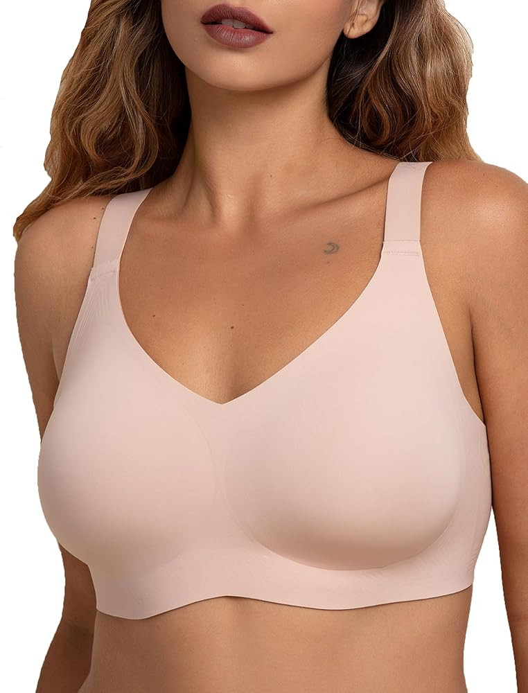 COMFELIE Wireless Seamless Support Bralette Ultra-Comfort Sleep T-Shirt Bra for Large Breasts | Amazon (US)