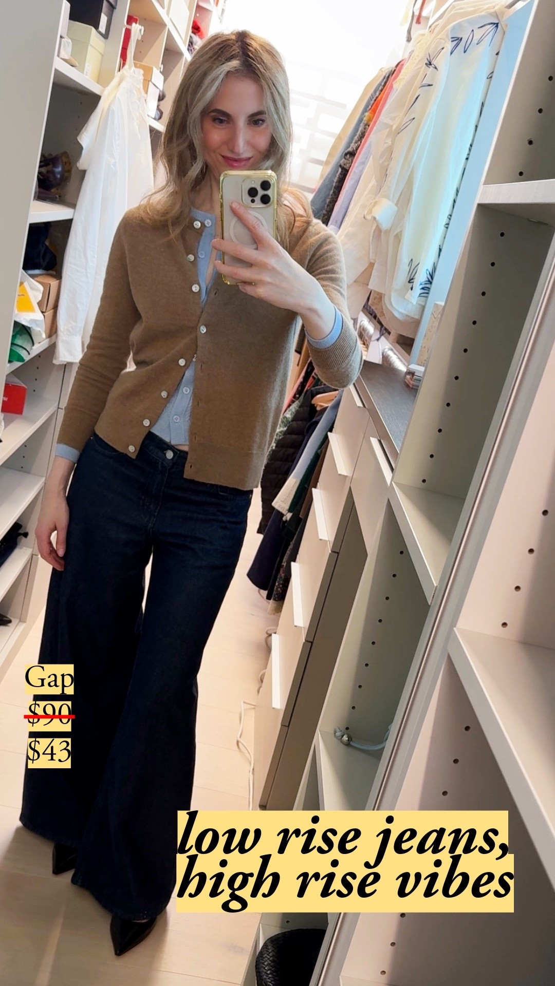 Extra 30% off at The Gap with code GREAT The formula: 2 classic cardigans, one neutral one pastel + slouchy jeans + pointy shoes I'm wearing the Mid Rise UltraSoft Baggy Jeans in size 25. I'm usually a 26 and a 26 in all other Gap denim styles. The M.Gemi shoes are TTS,. Outer cardigan: Quince cashmere, size S. Inner light blue cardigan: J.Crew size XS.

#LTKootd