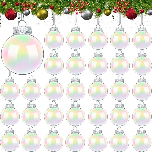 30 PCS Clear Plastic Fillable Ornaments,2.36 inch Christmas Transparent Fillable Balls,Plastic Ch... | Amazon (US)