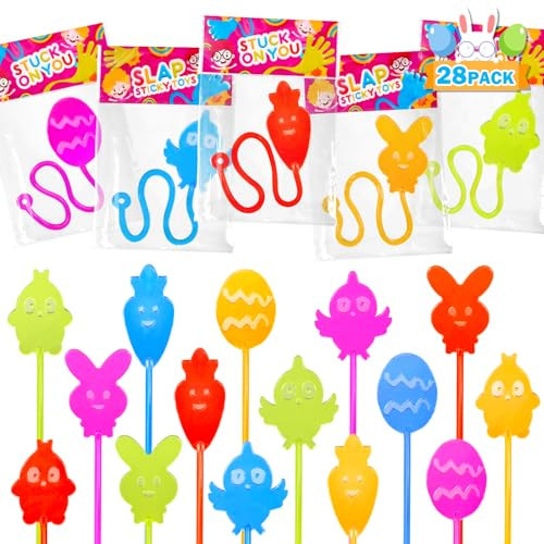 Non Candy Easter Egg Fillers for Kids 28 Pack,Easter Sticky Hands Basket Pinata Stuffers for Toddlers,Mini Easter Party Favors Egg Hunt Supplies Goodie Treat Bag Fidget Toys Gifts Prize for Boys Girls | Amazon (US)