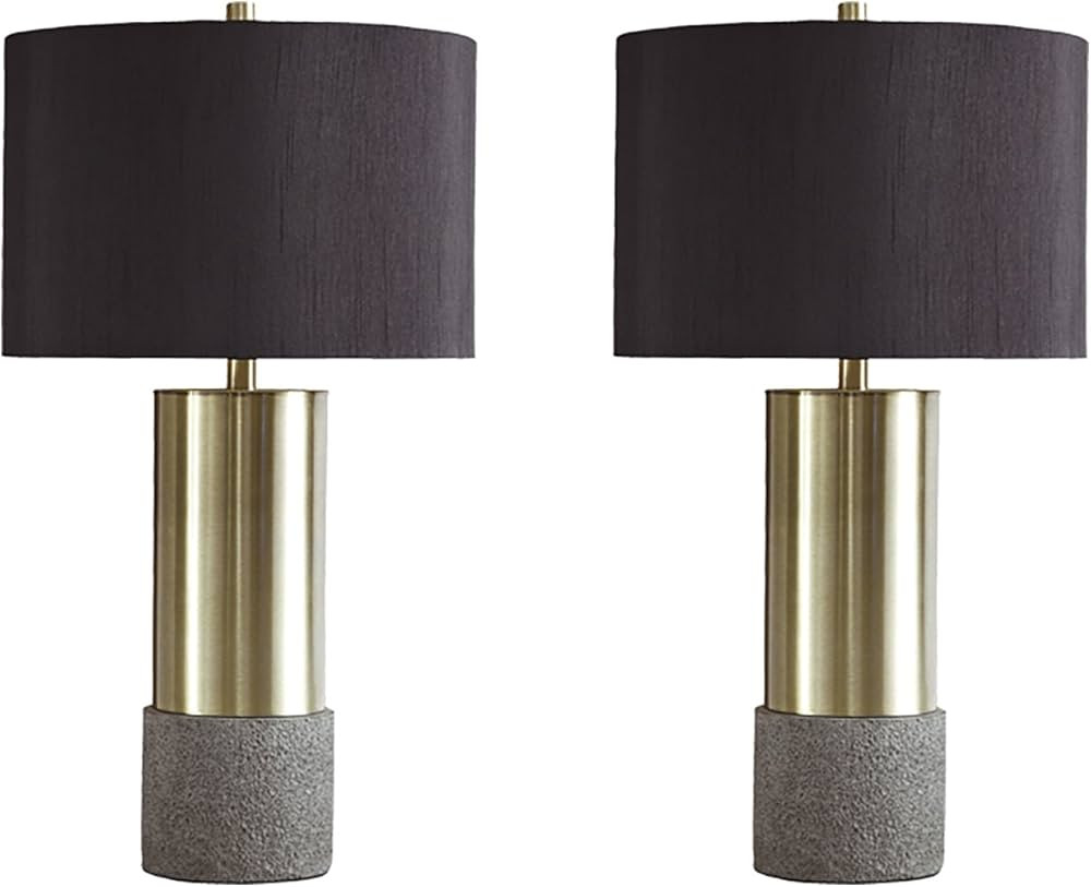 Signature Design by Ashley - Jacek Table Lamps - Set of 2 - Contemporary - Gray/Brass Finish | Amazon (US)