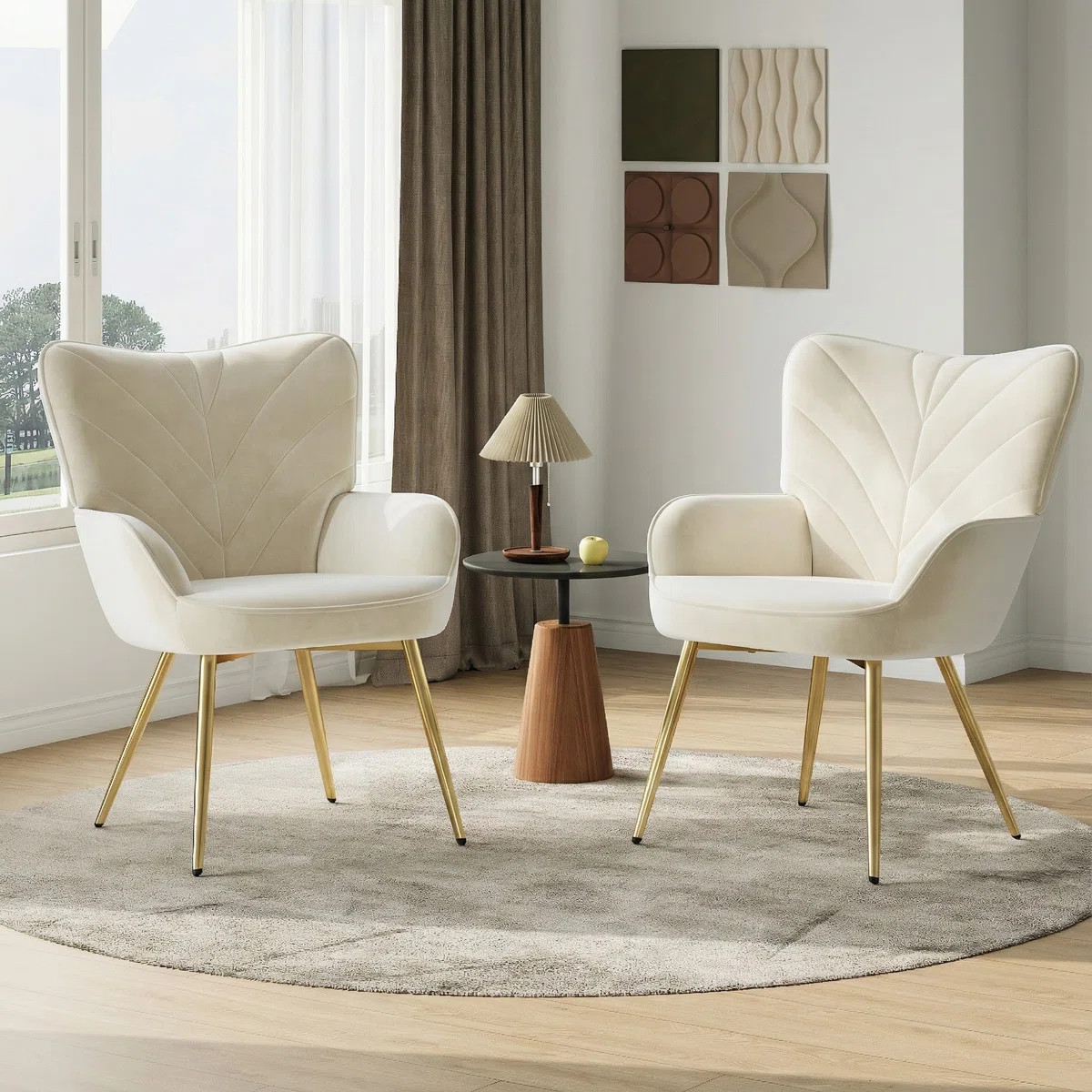 Plush Lambswool-Style Side Chair - Metal Leg Lounge Armchair | Wayfair North America