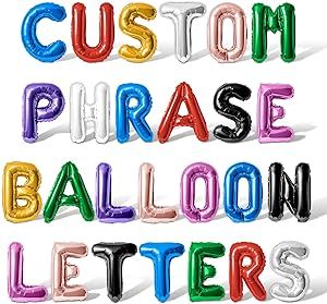 Letter Balloons - Custom Phrase 16" Inch Alphabet Letters & Numbers Foil Mylar Balloon - Create Y... | Amazon (US)