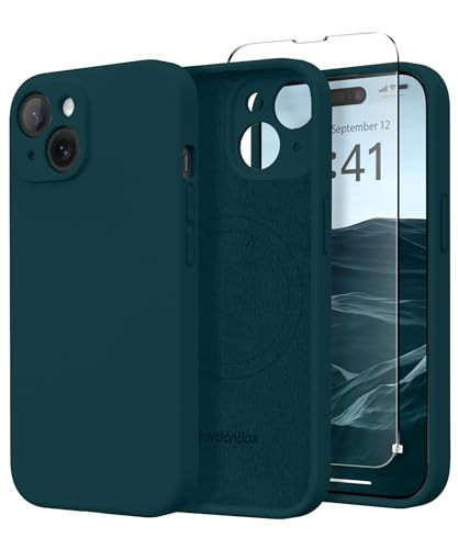 SuydanBox Magnetic for iPhone 15 Case, Compatible with MagSafe, [Screen Protector + Full Camera Protection], Silicone Shockproof Anti-Scratch Protective Phone Case for iPhone 15 6.1", Deep Blue | Amazon (US)