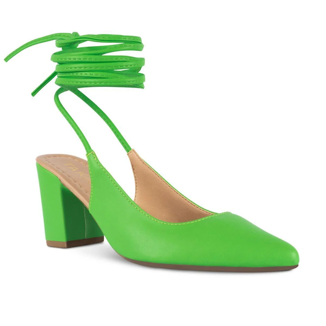 Sapato Scarpin Channell Salto Grosso Amarração - Verde | Zattini (BR)