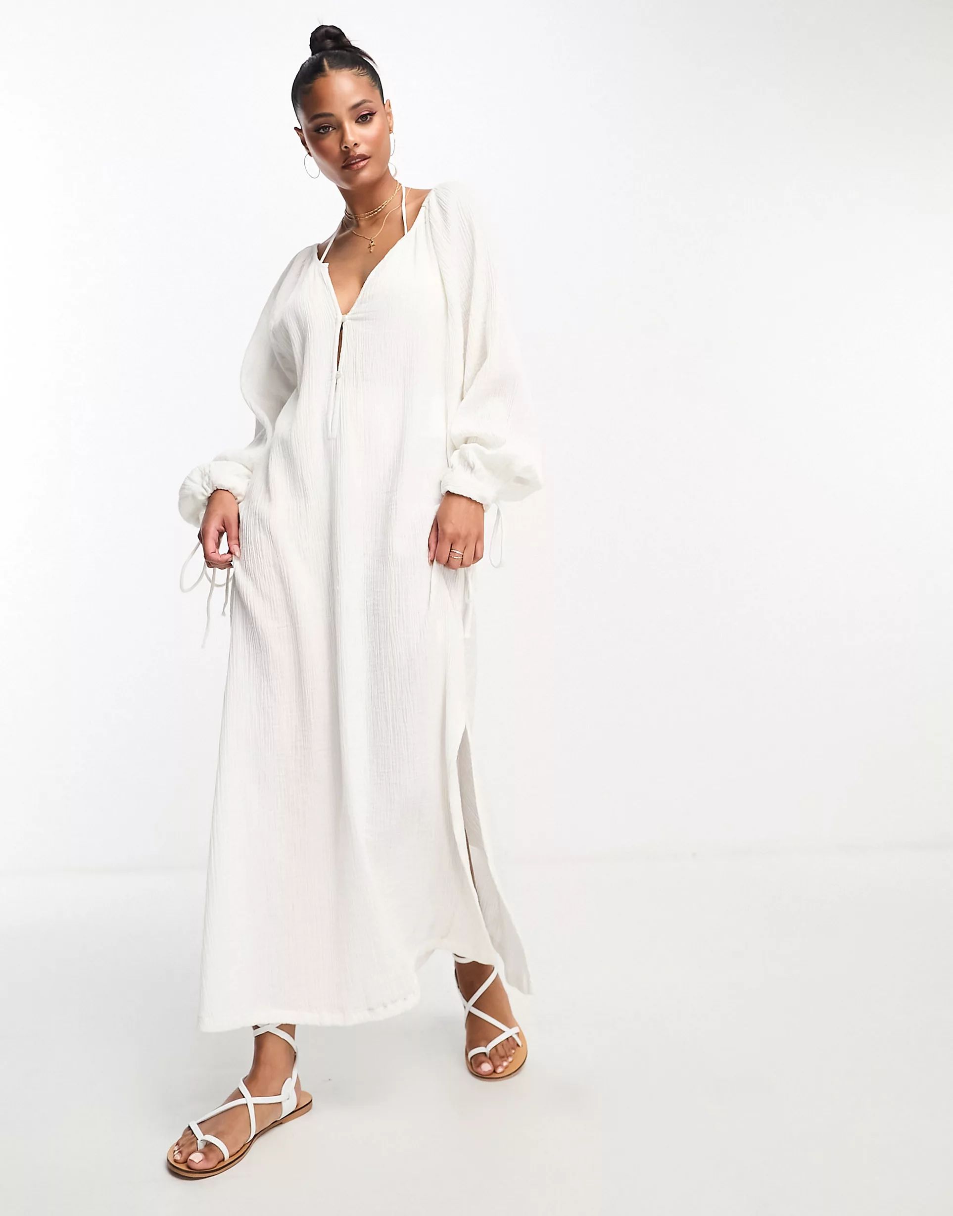 Esmee oversized beach summer dress in white | ASOS (Global)