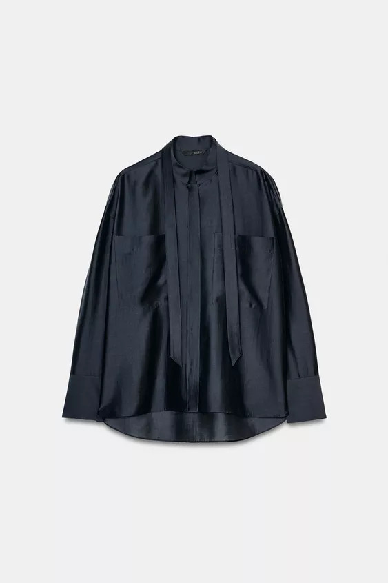 SHIRT WITH POCKETS AND TIE ZW COLLECTION | Zara US