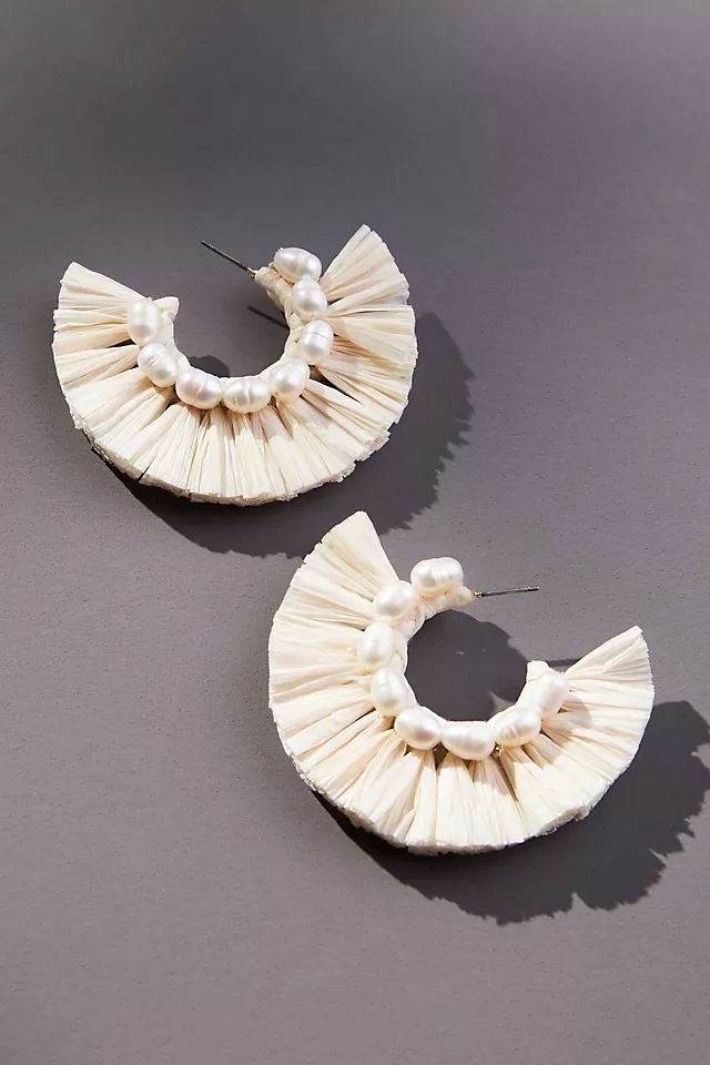 Goddess Dressing Raffia Shell Hoops | Anthropologie (US)