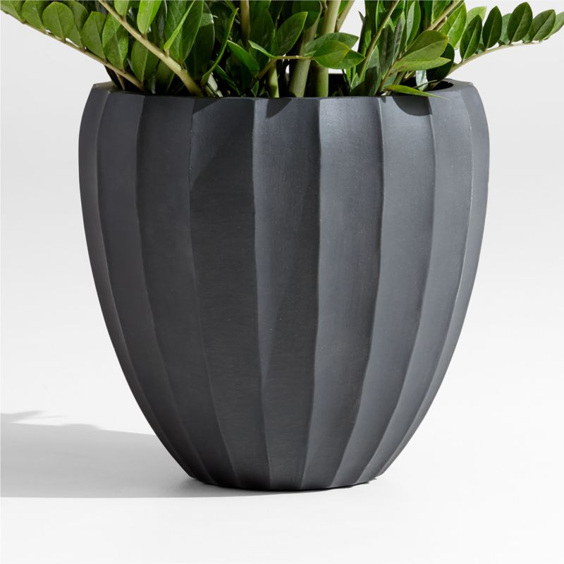 Warren 20.1" x 19" Medium Black Ficonstone Outdoor Planter + Reviews | Crate & Barrel | Crate & Barrel