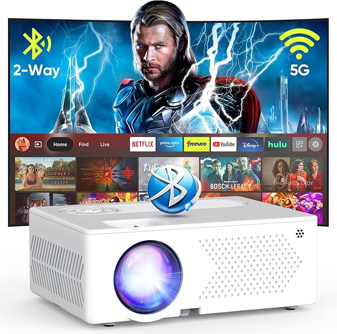 5G WiFi Bluetooth Projector, 16000 Lumens/450 ANSI Real Native 1080P 4K Outdoor Projector for The... | Amazon (US)